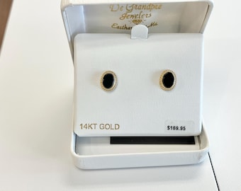 Gold Onyx Earrings