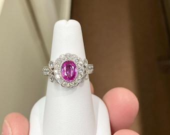 Pink Sapphire And Diamond White Gold Ring