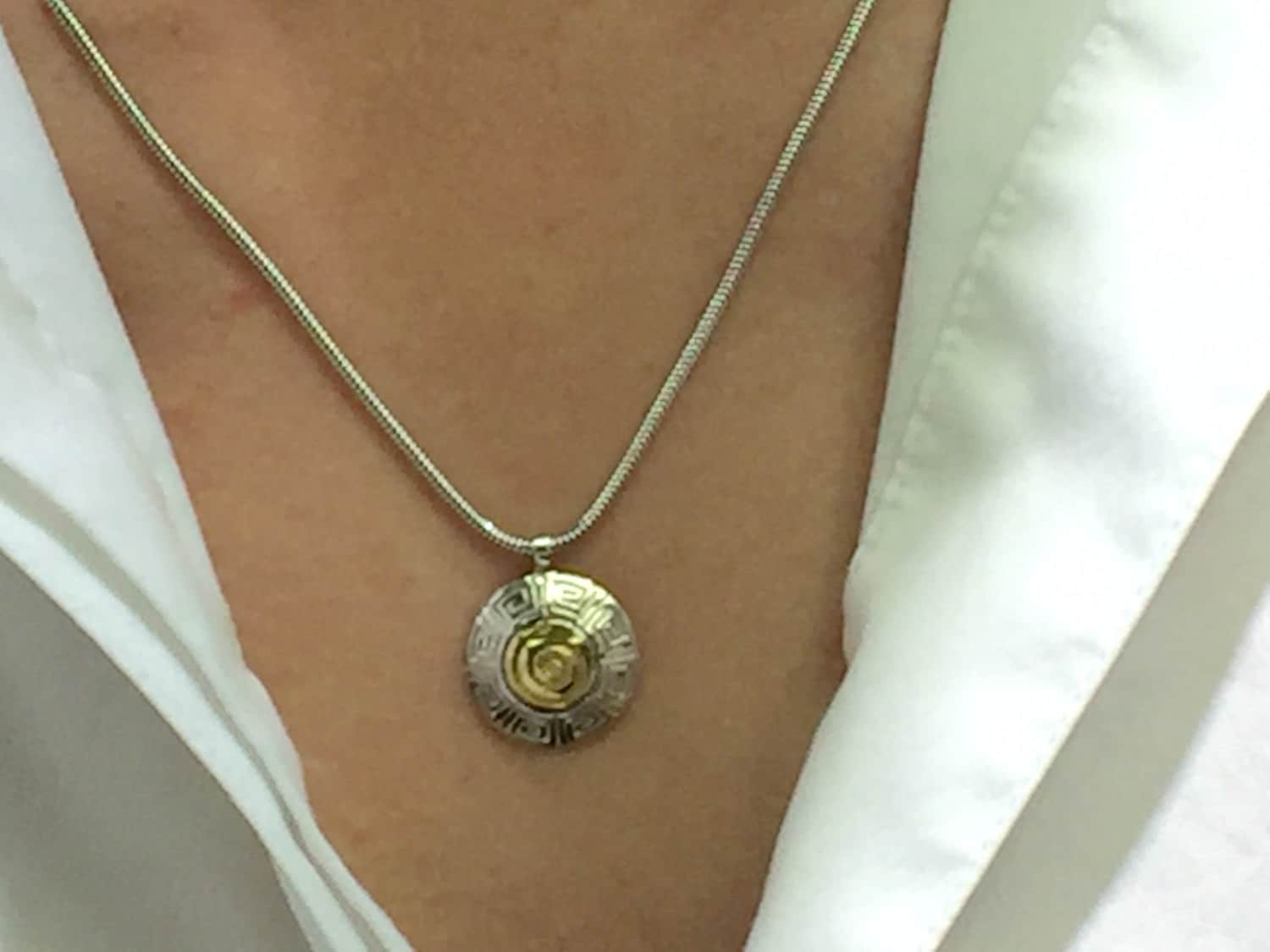 Gold And Silver Pendant With Chain Etsy