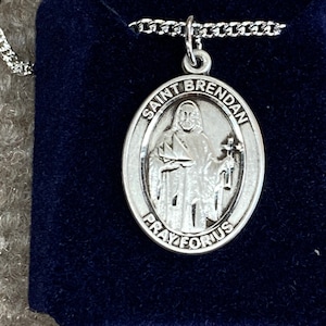 Saint Brendan Silber Anhänger mit Kette
