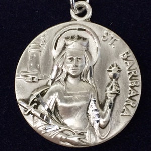 Saint Barbara Silver Pendant With Chain
