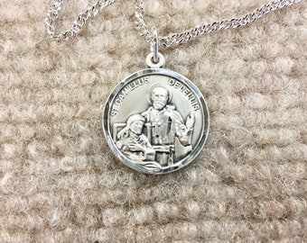 Saint Camillus Silver Pendant With Chain