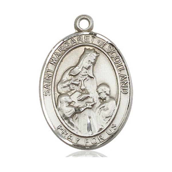 Saint Margaret Of Scotland Silver Pendant With Chain