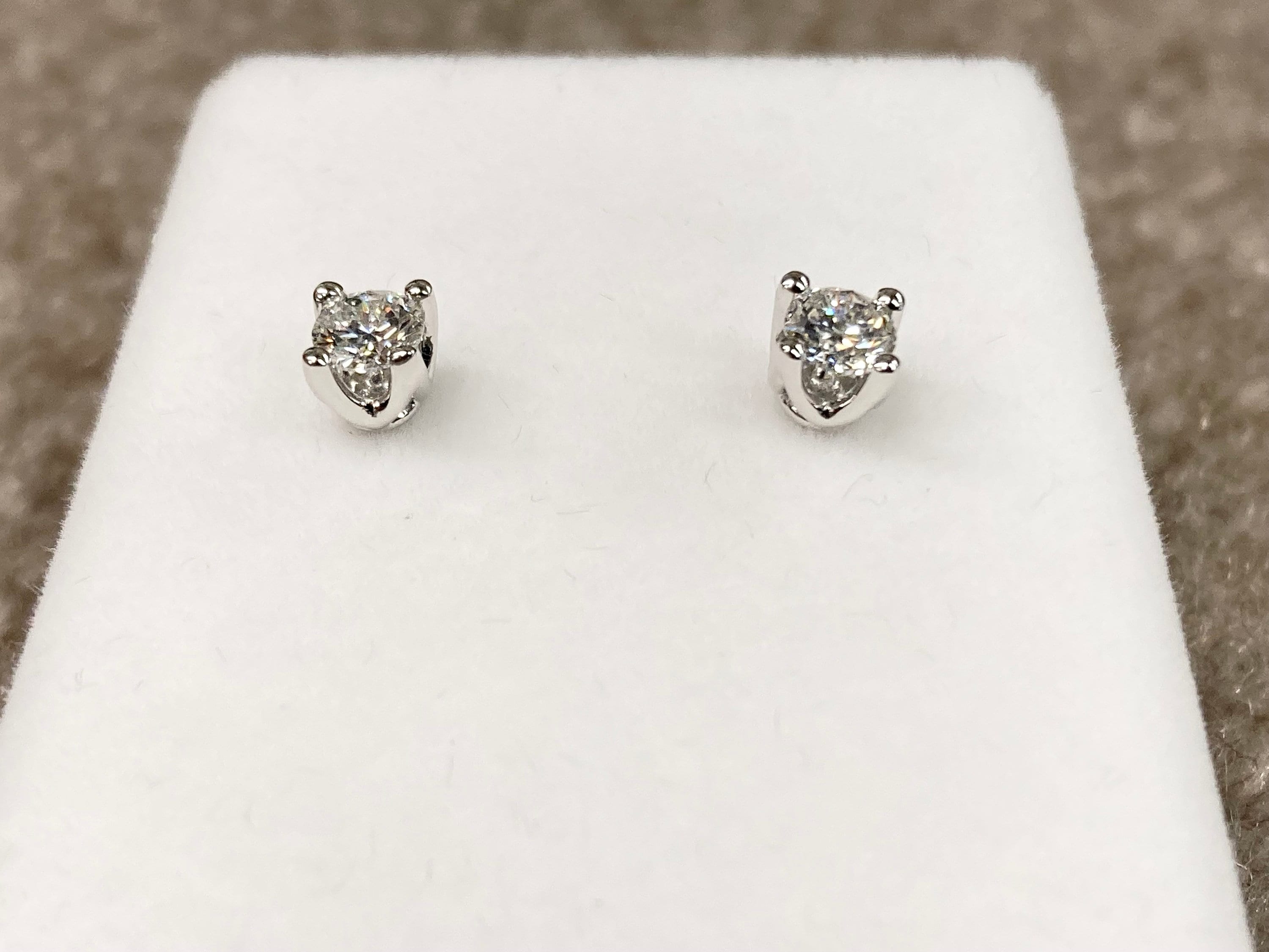 Half Carat Diamond Stud Earrings White Gold Etsy