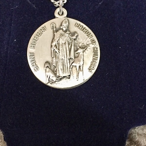 Saint Hubert Silver Pendant With 24 Inch Silver Chain