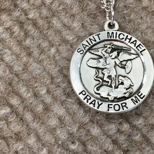Saint Michael Silver Pendant With Silver Chain