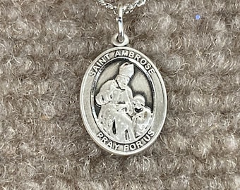 Gold Plate Heavy Curb Chain Patron Saint Beekeepers/Candlemakers 1 x 3/4 Ambrose Pendant 14kt Gold Filled St Gold Plate Heavy Curb Chain Patron Saint Beekeepers/Candlemakers 1 x 3/4 Ambrose Pendant 14kt Gold Filled St