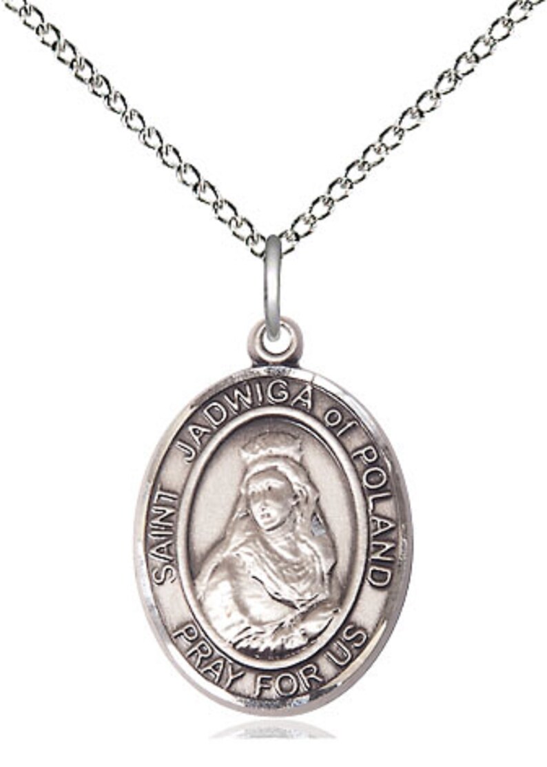 Saint Jadwiga of Poland Silver Pendant And Chain image 5