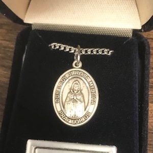 Our Lady Of Rosa Mystica Silver Pendant And Chain