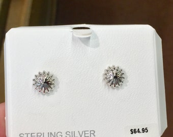 Silver Scallop Button Earrings