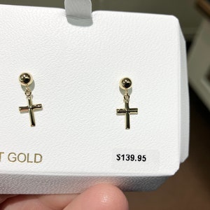 Gold Cross Dangle Earrings