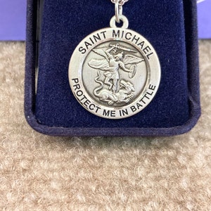 Saint Michael National Guard Silver Pendant With Chain