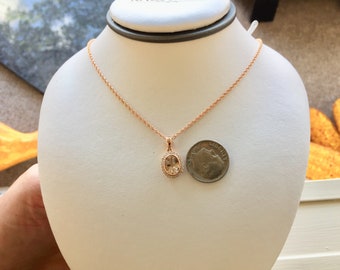 Morganite And Diamond 14k Rose Gold Pendant With Chain