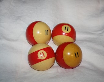 Vintage number 11 billiard ball pool ball red billiard pool ball