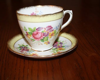 Phoenix Bone China England White pink purple yellow Blue floral tea cup saucer set Free Shipping