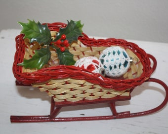 Christmas Sleigh Santa Sleigh Christmas Decor Red Wicker Sleigh Pot Sled