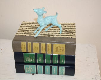 Brass Deer Fawn Spring Decor Painted Blue Mint