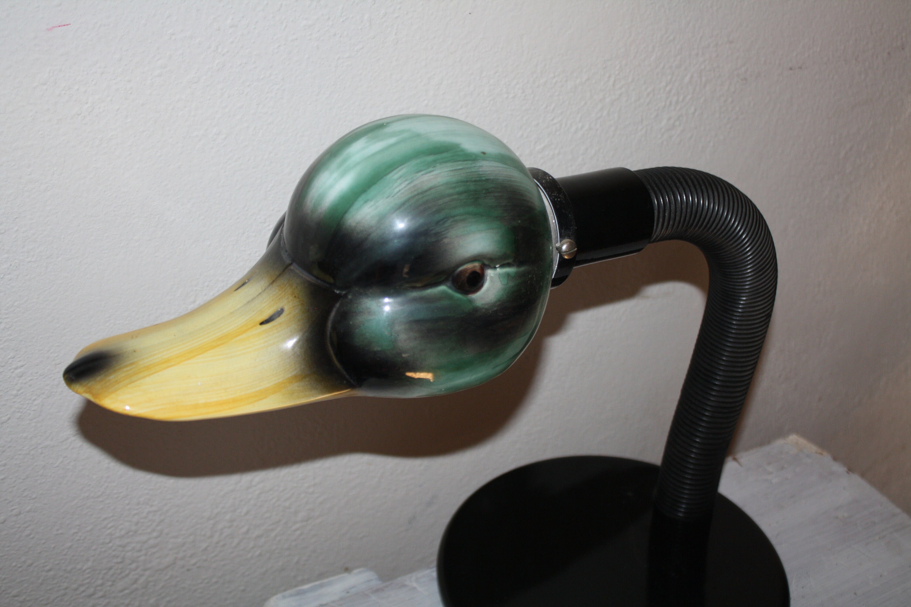 Vintage Kovacs Mallard Duck Head LAMP Table Lamp With Black