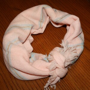 Scarf Womans Vintage Pink with Gray Stripes and Gold
