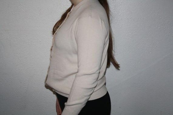 Women's Sweater Cardigan Button Up Beige Tan Crea… - image 2