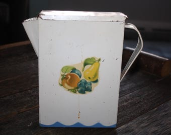 Metal Rectangular Water PITCHER with Lid fruit Utensil holder vase