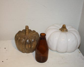 Vintage Brown Glass Bottle Vase, Foster Forbes 1982