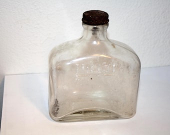 Vintage Nujol Clear Glass Bottle Medicine glassware I inside diamond