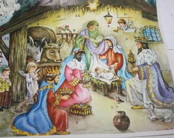 Vintage Advent Christmas Calendar Made in West Germany Nativity Scene