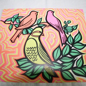 Retro Neon Bird Card