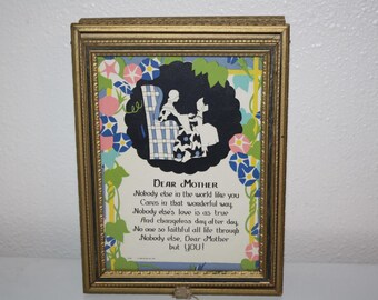Vintage Mother Poem Jewelry Box: Gold Framed Keepsake