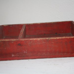 Red Wooden Box Vintage Vintage Weathered Farmhouse Decor Bin Rustic