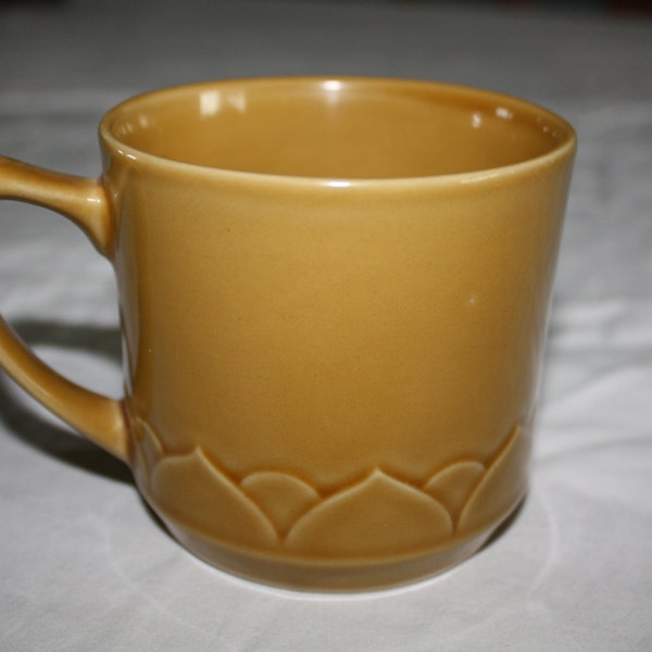 Vintage Golden Seville Cup Mustard Yellow Brown Design Stoneware