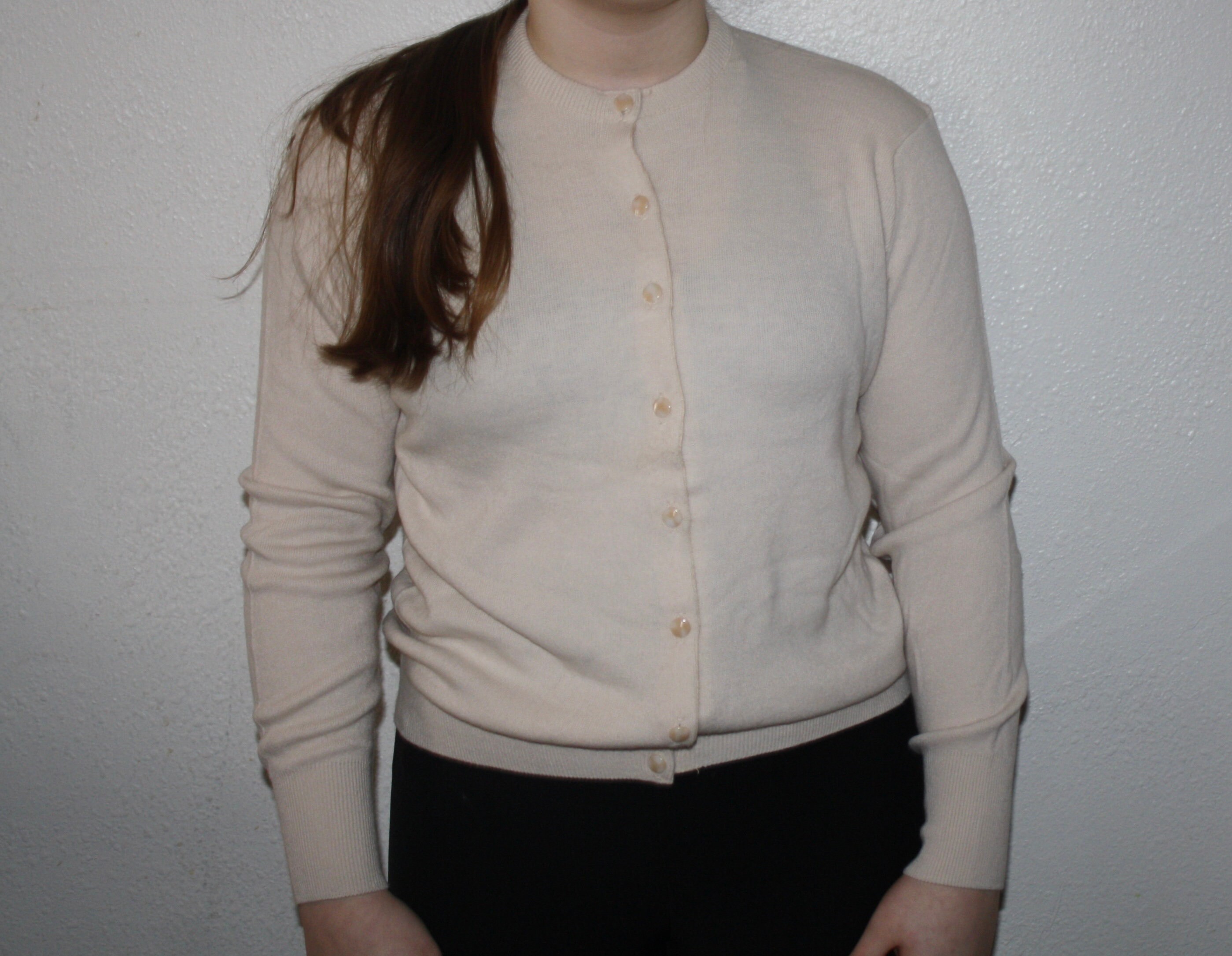 tan button up sweater