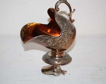 Leonard Silver Sugar Scuttle Bowl Serving Floral Sugar Scoop Silver Plated Patina