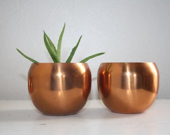 Set of 2 Coppercraft Guild Copper Round Cups Cup Planter Tumbler