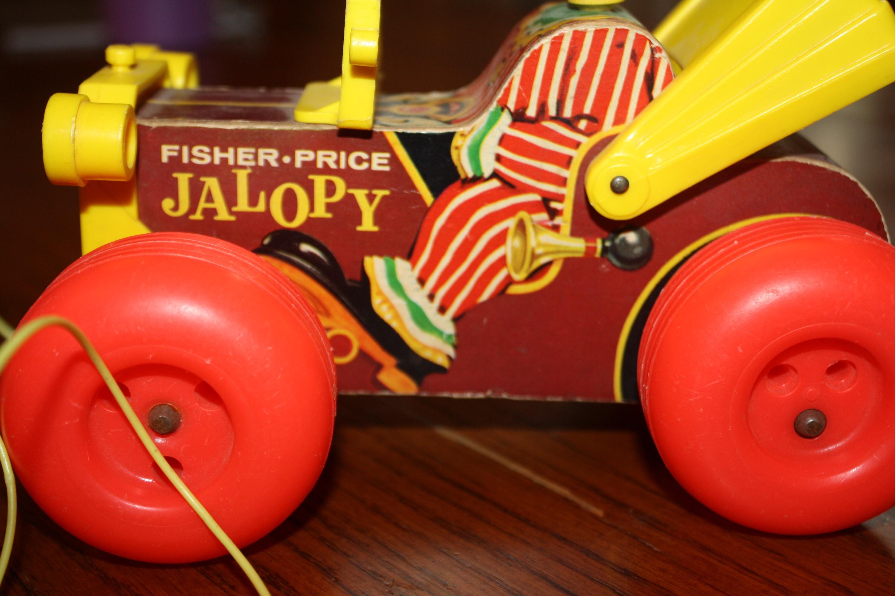 Fisher Price Jalopy Clown Pull Car Bobble Head Pull Toy Etsy