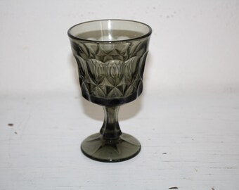 Gray Goblet Glass Footed Glass Anchor Hocking