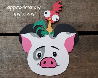 Disney Moana Themed Scrapbooking Embellishments or Hotel Window Decorations: Pua & Hei Hei