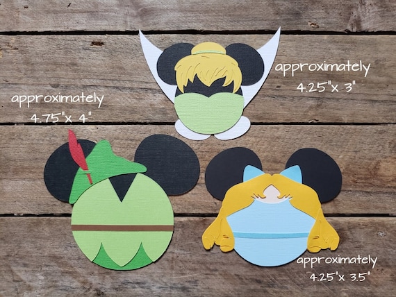 Disney Peter Pan Themed Scrapbooking Embellishments or Hotel Window  Decorations: Peter Pan, Tinkerbell & Wendy Mickey Heads
