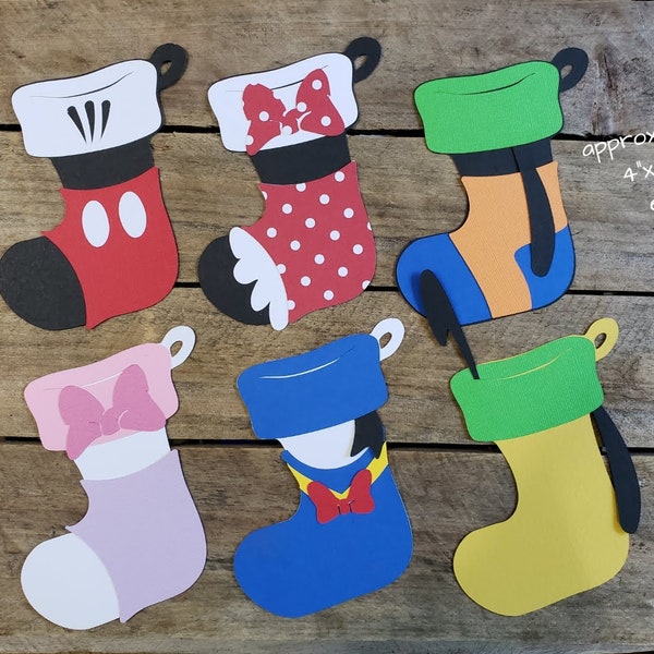 Disney Christmas Themed Scrapbooking Embellishments or Hotel Window Decorations: Character Stockings