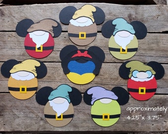 Disney Snow White and the Seven Dwarfs Themed Scrapbooking Embellishments or Hotel Window Decorations