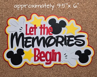 Disney Memories Scrapbook Embellishment or Hotel Window Decoration