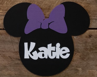 Custom Order Disney Vacation Hotel Window or Door Decoration Minnie Head with Name