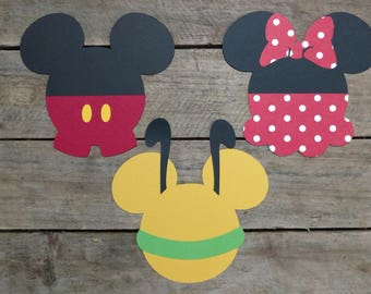 Disney Classic Characters Themed Scrapbooking Embellishments or Hotel Window Decorations: Mickey, Minnie & Pluto Heads