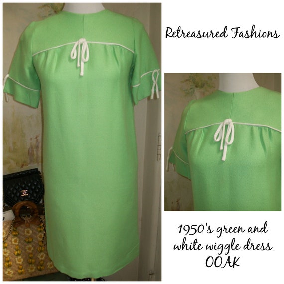 Vintage OOAK Women's Handmade Green Woven S/M Whi… - image 1