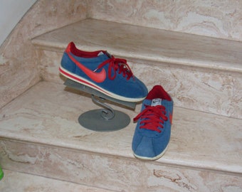 Custom Rare Nike Air Max Cortez Trainer Mens Blue Suede with Red Sneakers 9.5