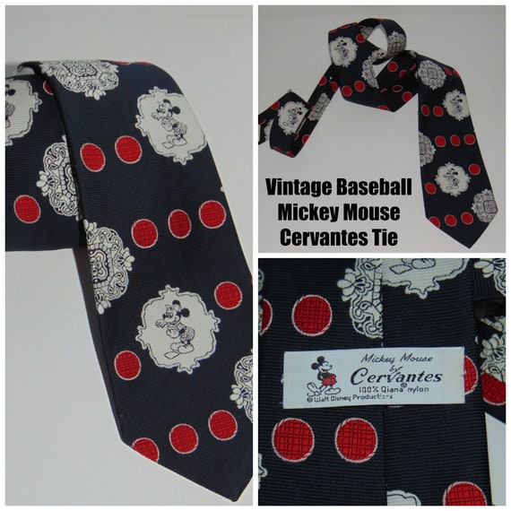 Vintage Mickey Mouse Playing Baseball Tie by Cerv… - image 1