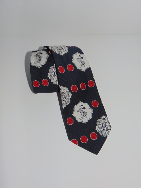 Vintage Mickey Mouse Playing Baseball Tie by Cerv… - image 2