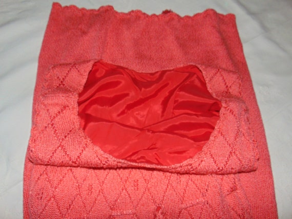 Vintage 60s 70s Salmon Knit Woven Salmon Pink Mid… - image 10