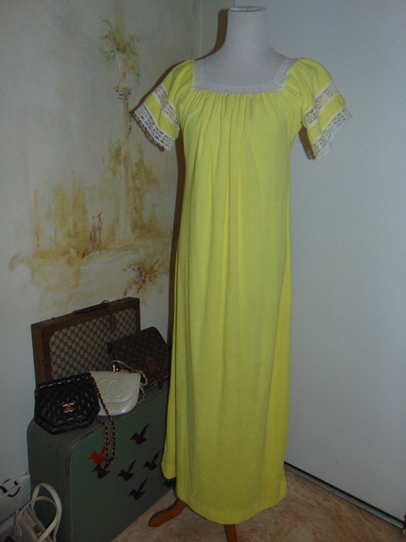 La Sirena 60s 70s Terry Cloth Maxi Dress Sundress… - image 1